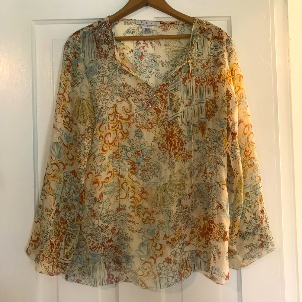 Cabi sheer silk top floral